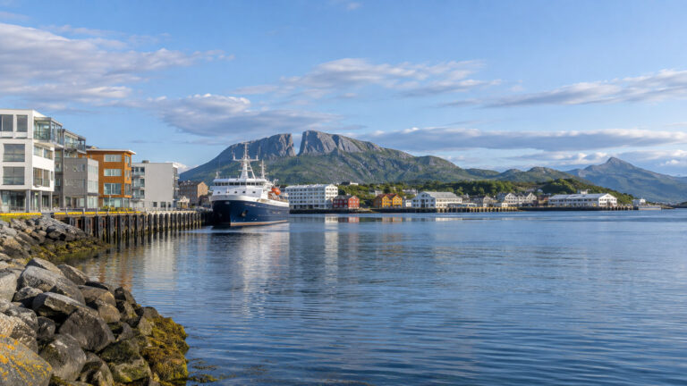 Brønnøysund waterfront and coastal ship quay