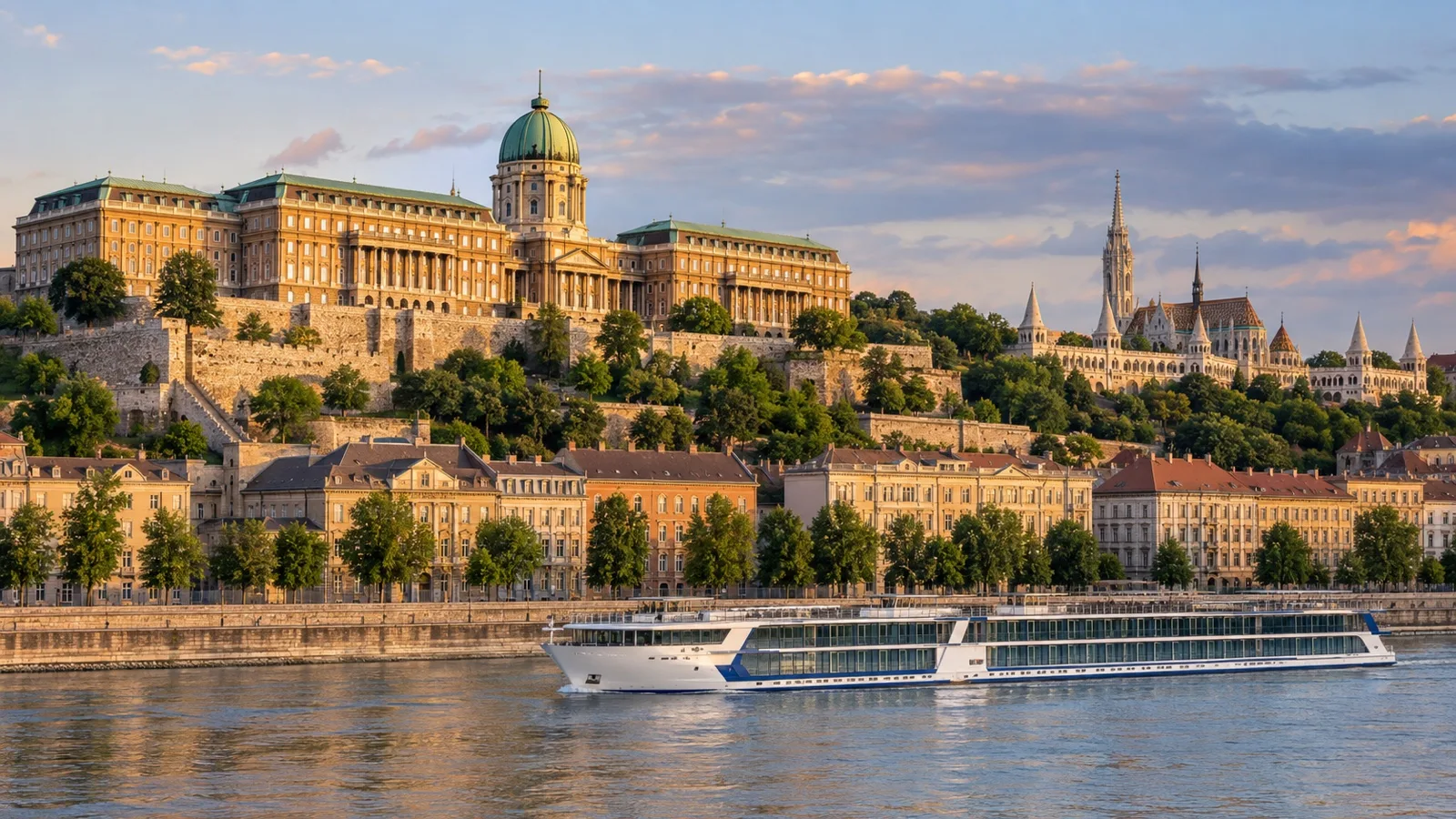 Buda Castle district across the Danube from hotel area