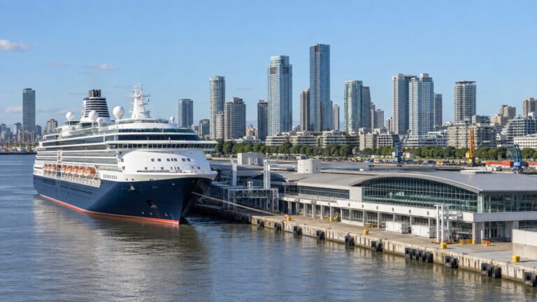 Cruise ship docked at Buenos Aires’s Puerto Nuevo passenger terminal