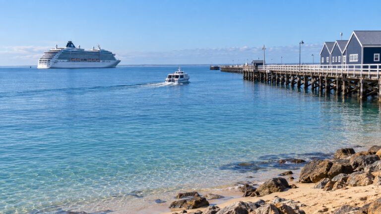 Cruise ship and tender in Geographe Bay off Busselton