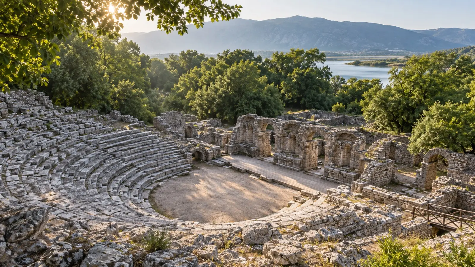 Ancient stone theater at Butrint archaeological site near Sarandë.