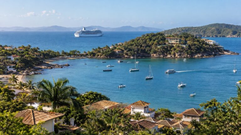 Cruise ship anchored off the Búzios peninsula