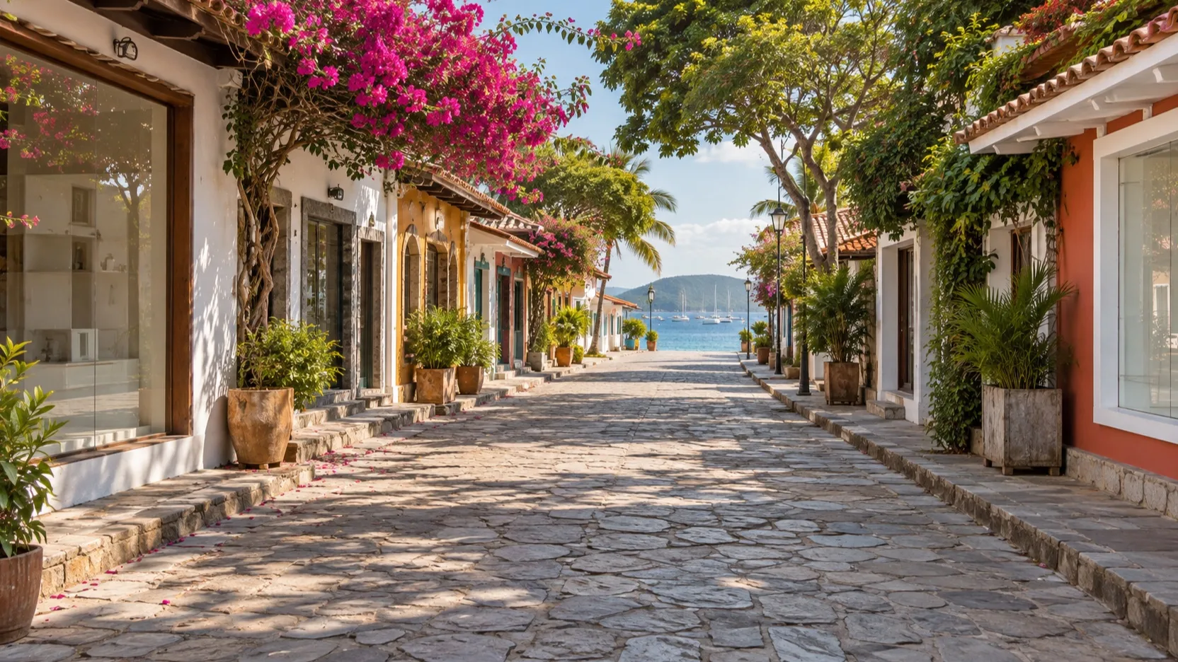 Rua das Pedras cobbled shopping street in Búzios