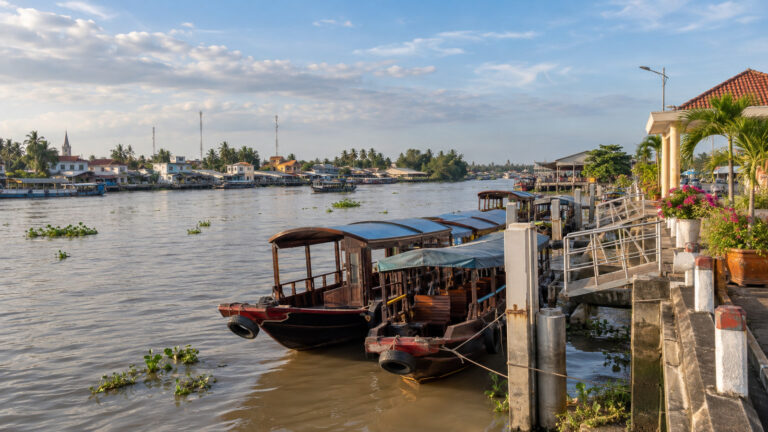 Riverfront and cruise port area at Cái Bè, Vietnam