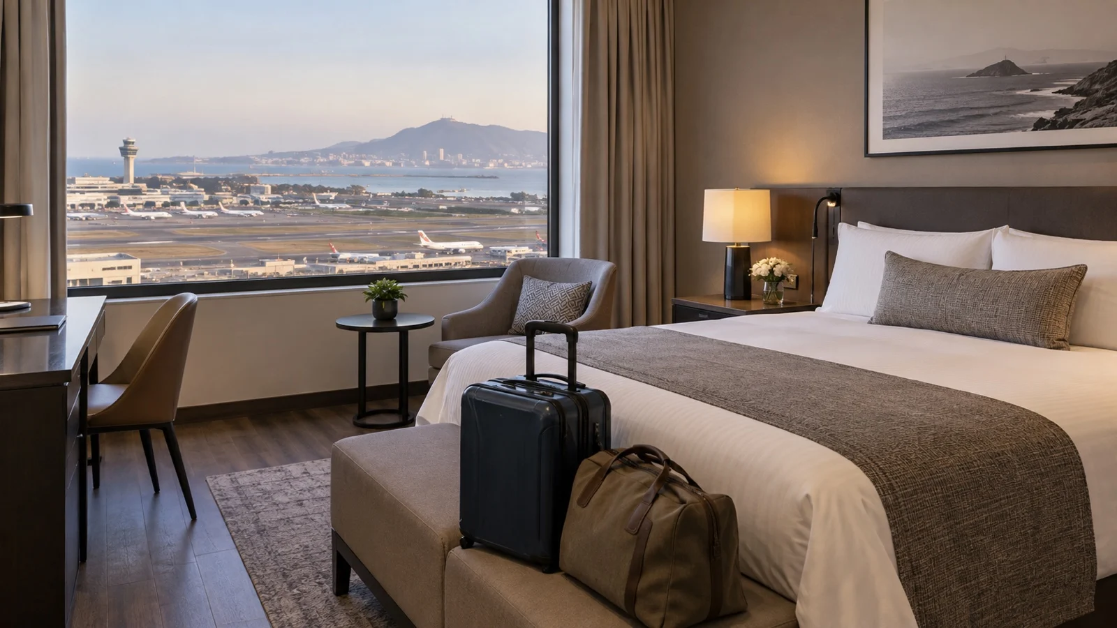Lima hotel guest room with luggage ready for a cruise transfer
