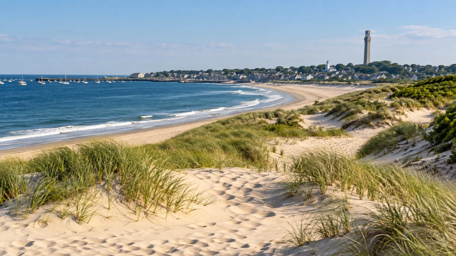 Sand dunes and Atlantic coast at Cape Cod National Seashore