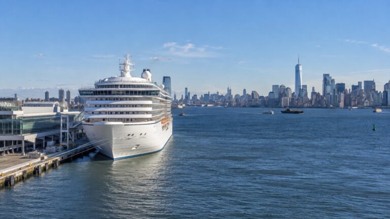 Cruise ship at Cape Liberty port in Bayonne New Jersey