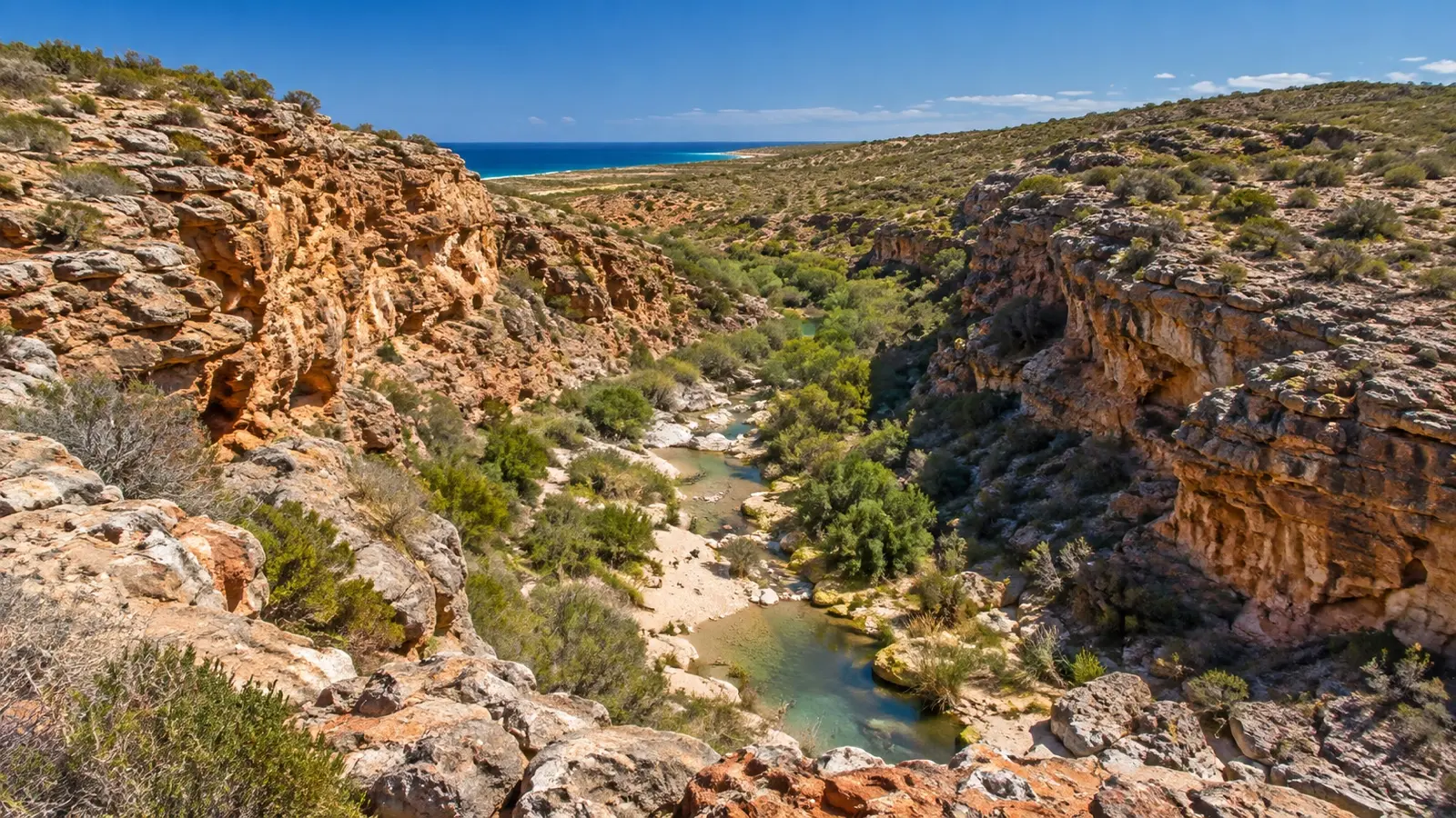 Ochre limestone gorge in Cape Range National Park