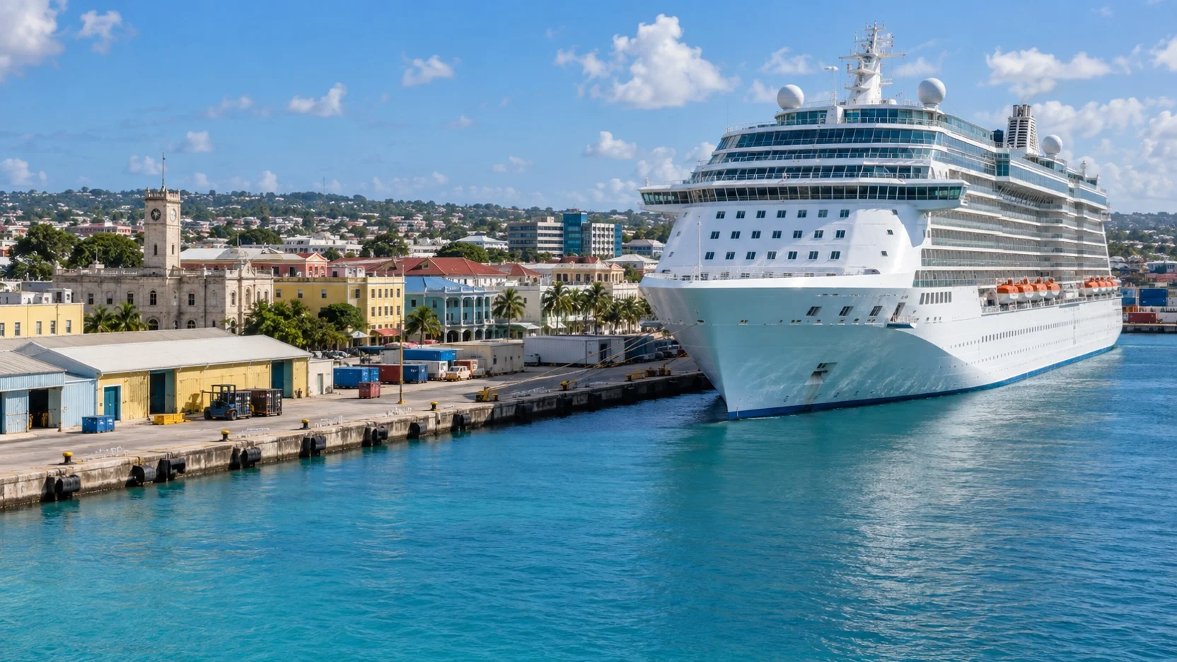 Cruise ship in the port of Bridgetown, Barbados