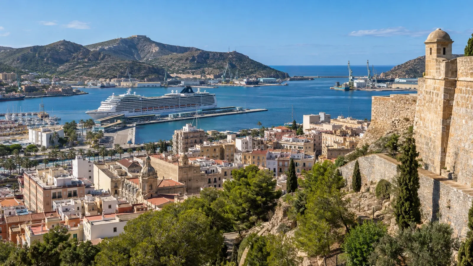 Cartagena harbor seen from Concepción Hill above the city