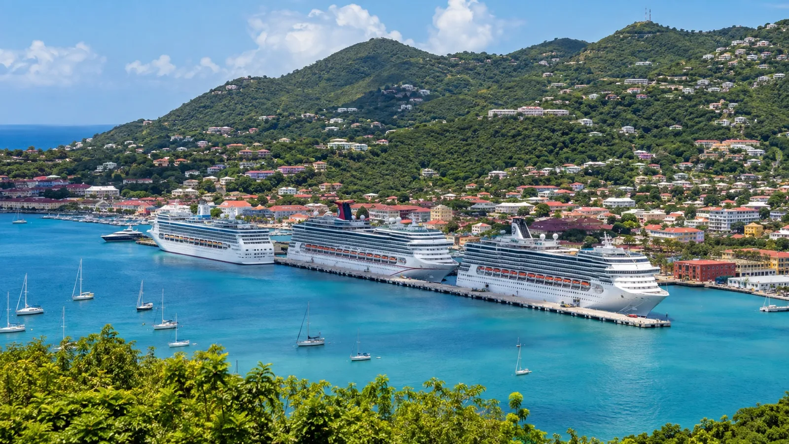 Cruise ships in Charlotte Amalie harbor on Saint Thomas