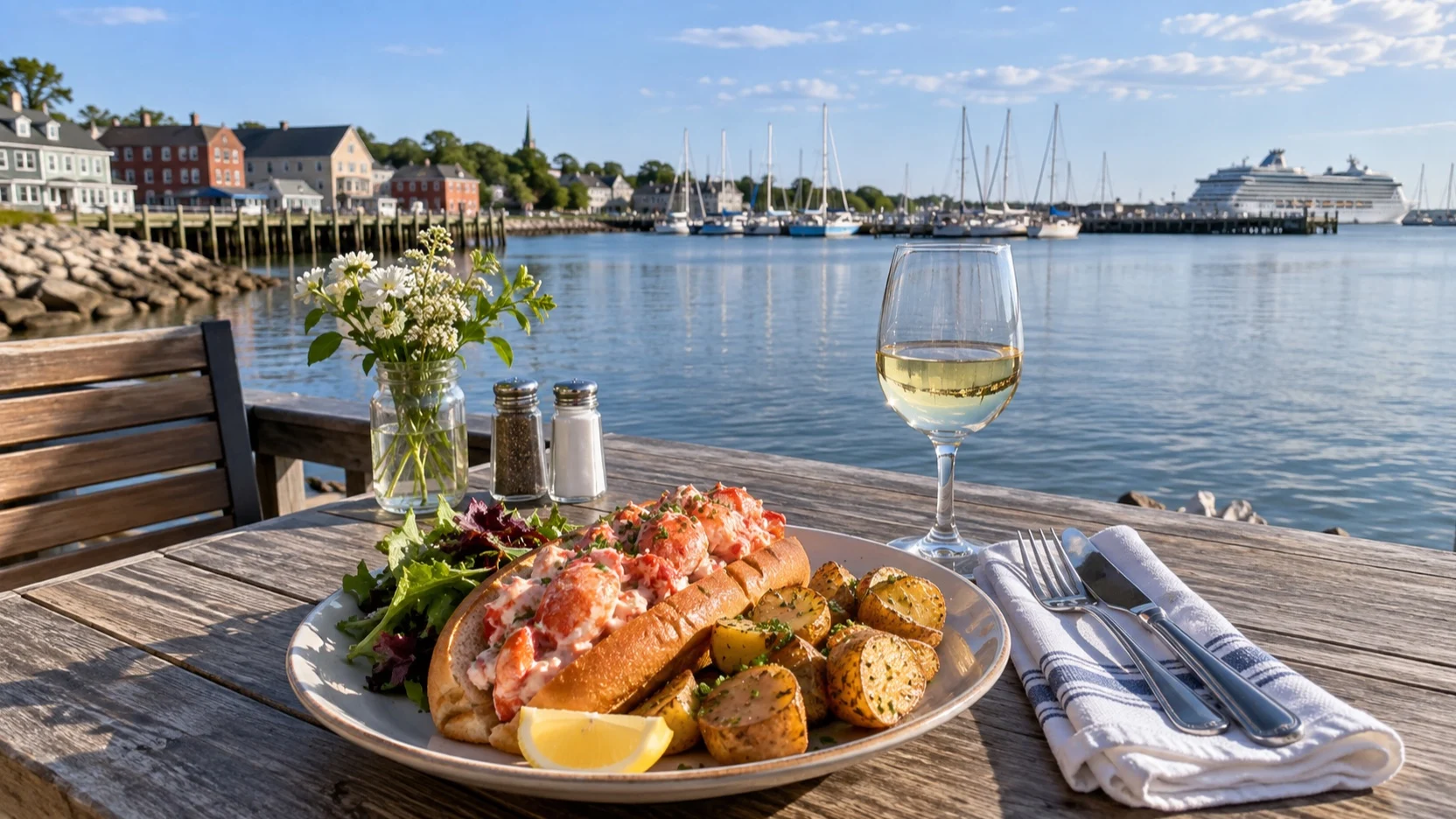 Prince Edward Island seafood beside Charlottetown harbor