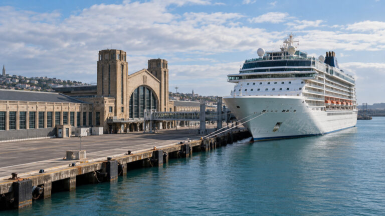 Cruise ship at Cherbourg's historic transatlantic terminal