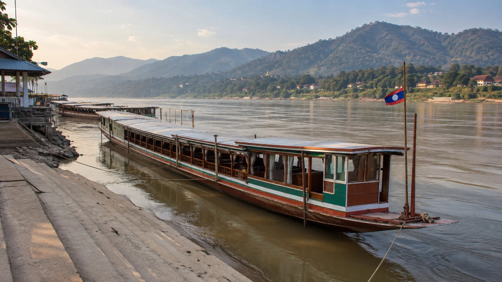 Lao riverboat at the Huay Xai landing