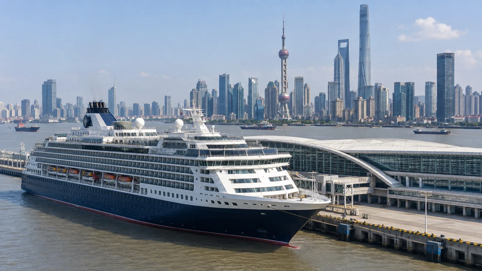 Cruise ship near Shanghai Wusongkou terminal