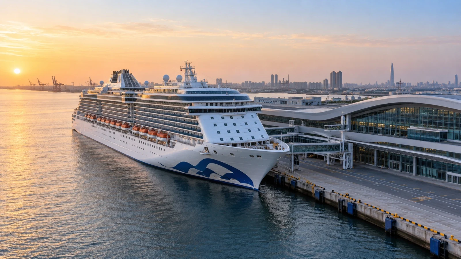 Cruise ship at Tianjin port gateway for Beijing