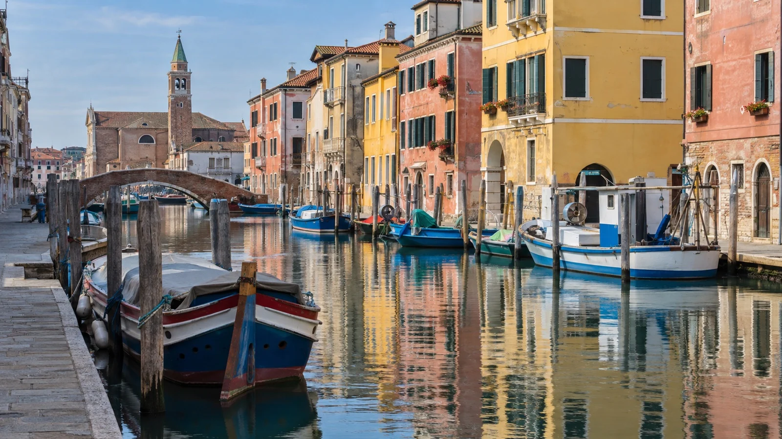Chioggia canal waterfront on a Venice lagoon cruise route