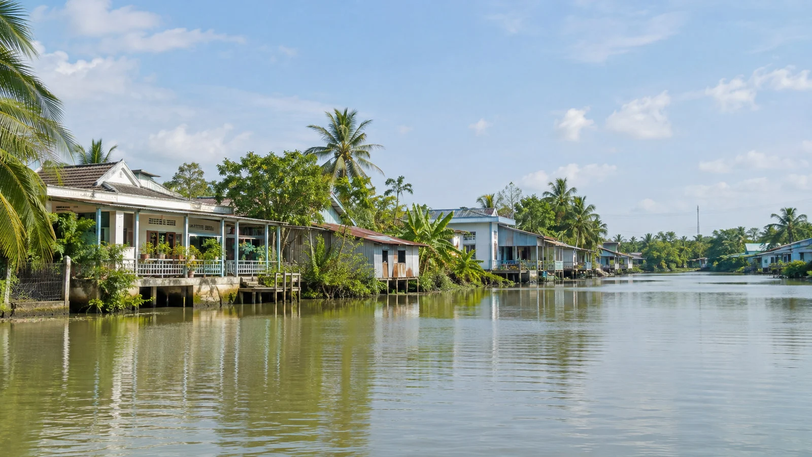 Canal-side houses near Chợ Gạo