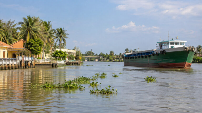 Chợ Gạo canal and Mekong river vessel