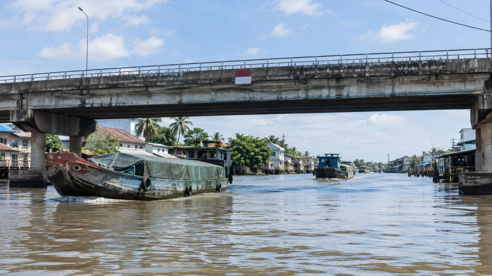 Low bridge and working canal traffic