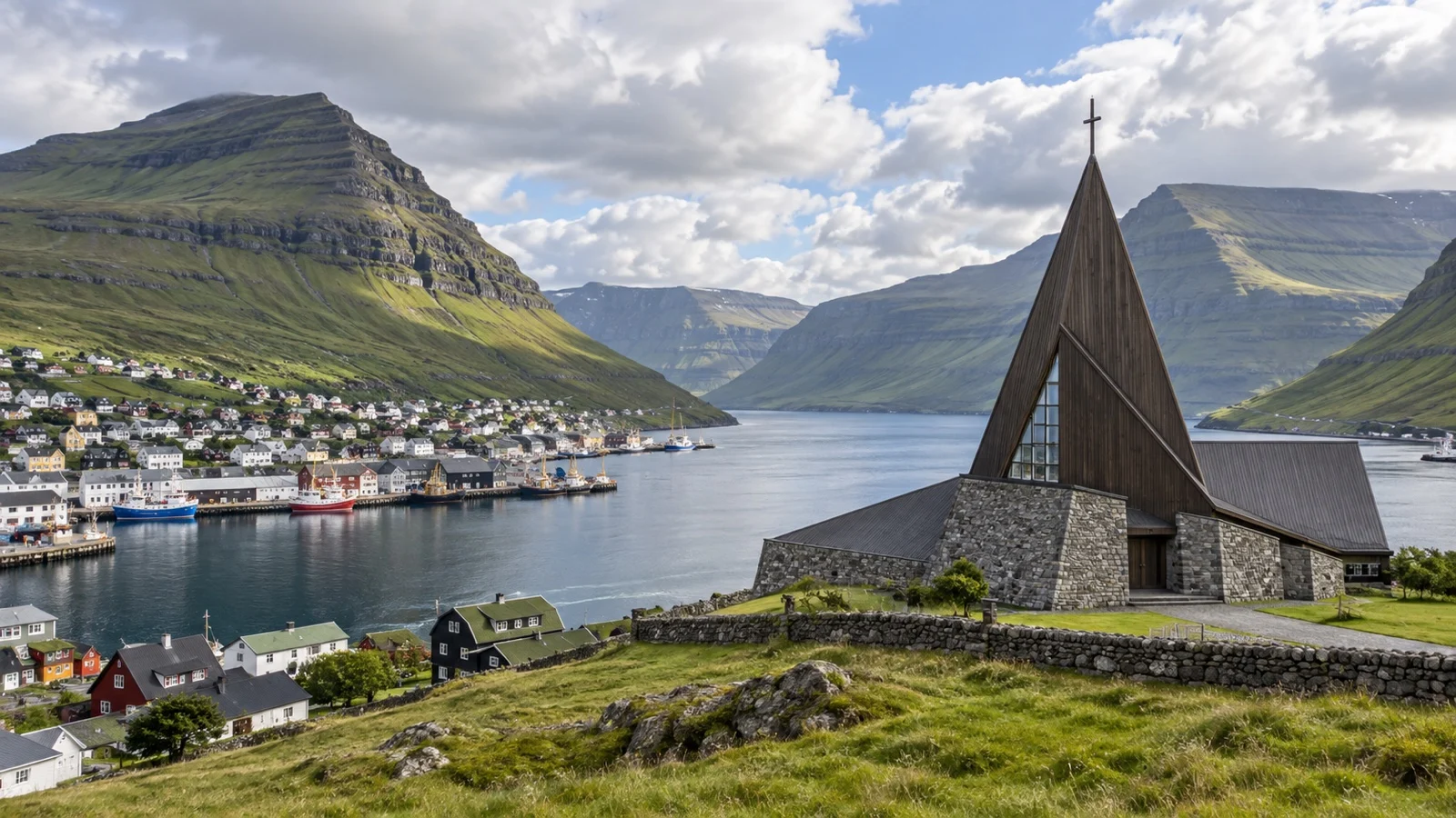 Modern Christianskirkjan church in Klaksvík