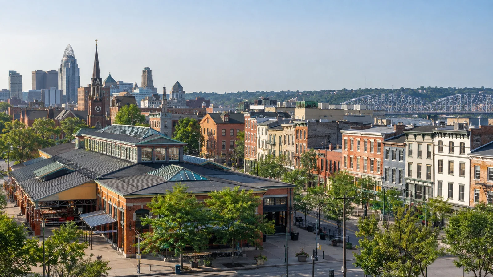 View of Findlay Market and Over-the-Rhine near Cincinnati