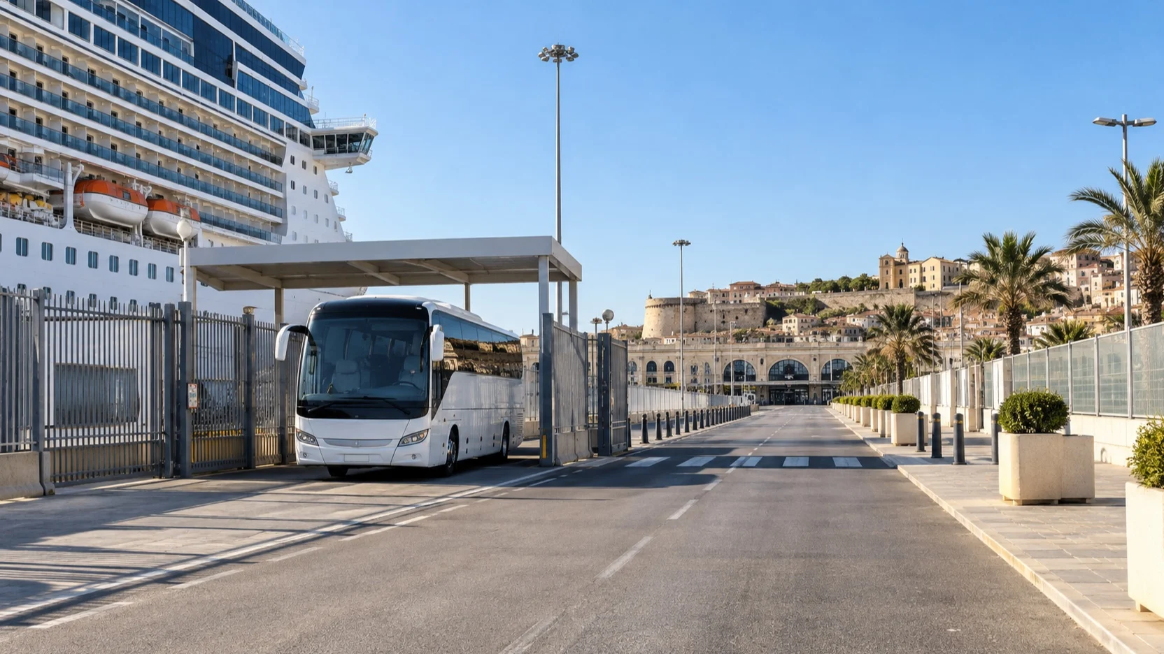 Cruise port exit and shuttle area in Civitavecchia