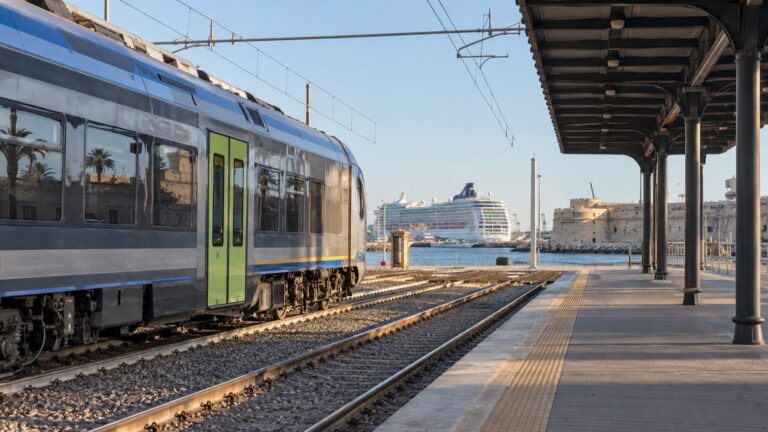 Civitavecchia railway station near the cruise ship for a return trip