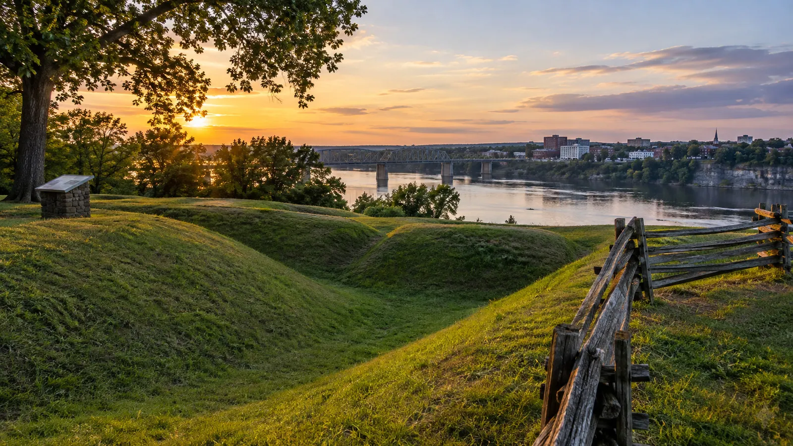 Fort Defiance Civil War Park earthworks and overlook in Clarksville