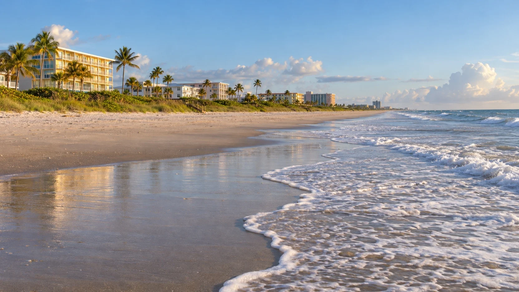 Beachfront lodging district along Cocoa Beach