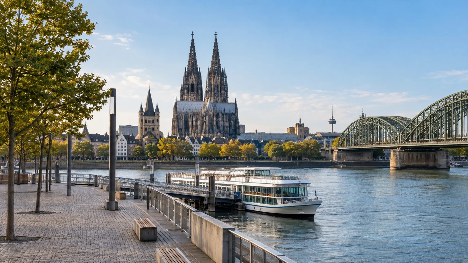 Cologne Cathedral near river cruise berth