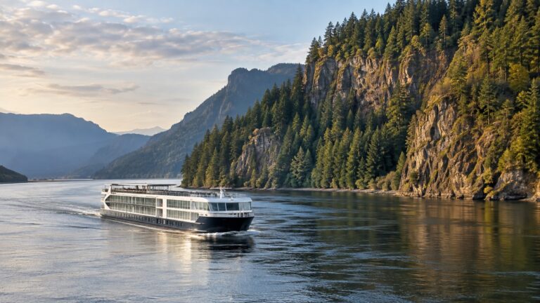 Small river cruise ship on Columbia River