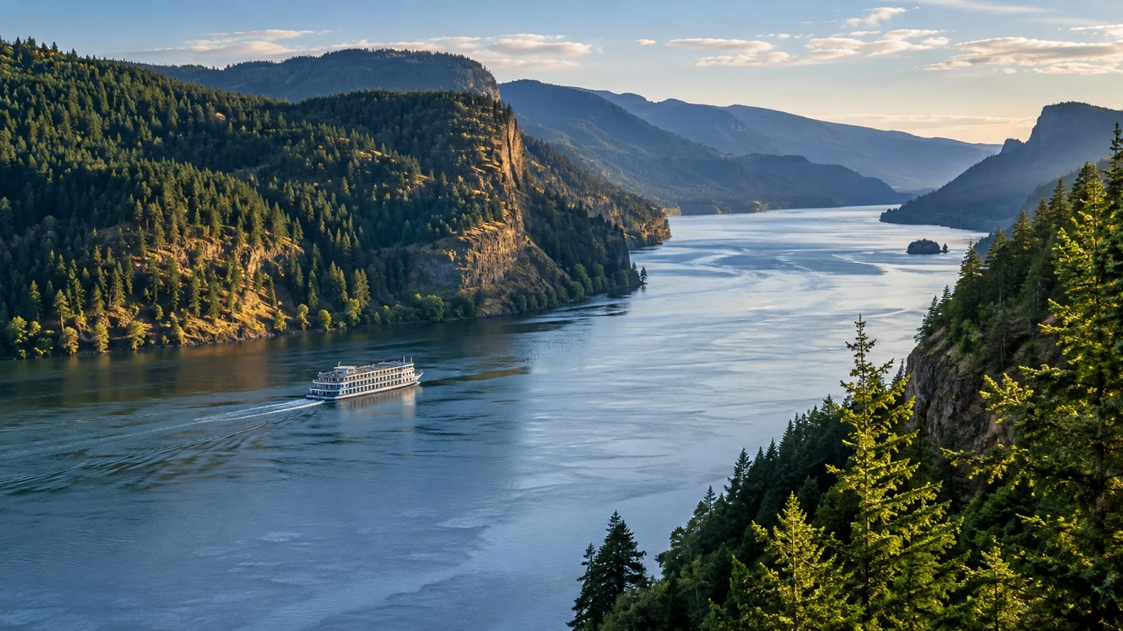 Columbia River Gorge view near Portland river cruise route