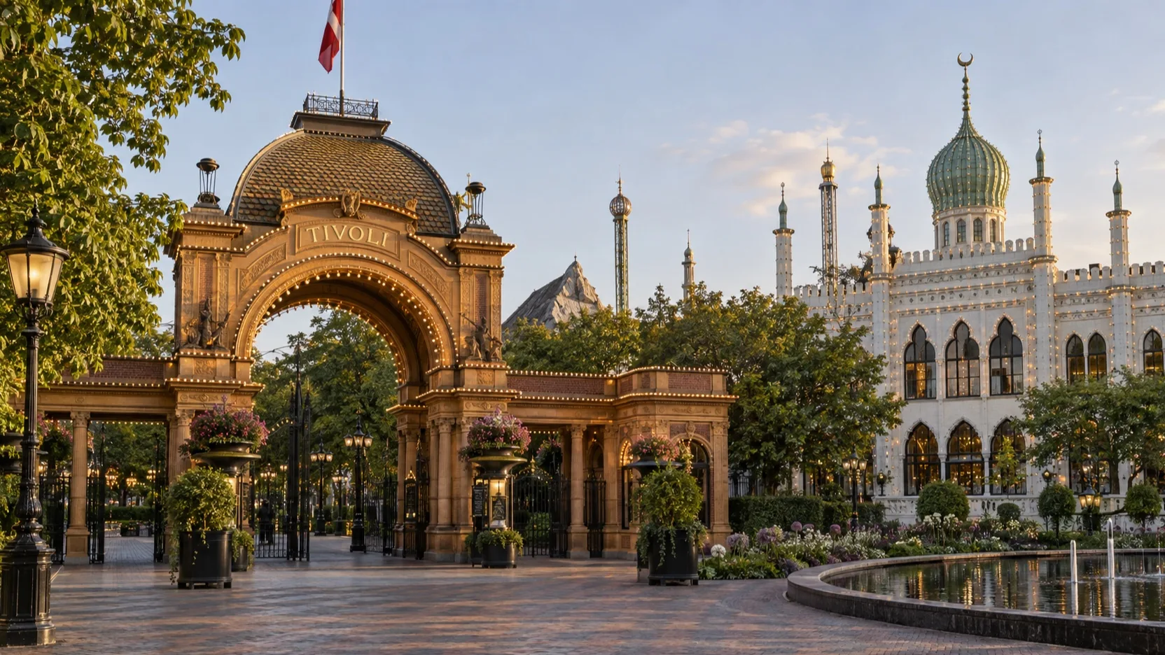 Tivoli Gardens area near Copenhagen's distinctive hotels