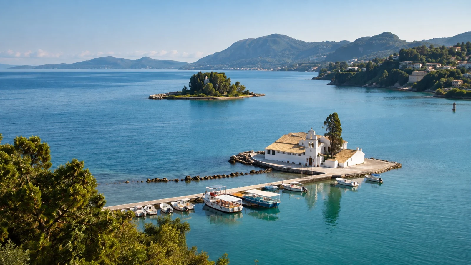 Kanoni viewpoint above Mouse Island off Corfu