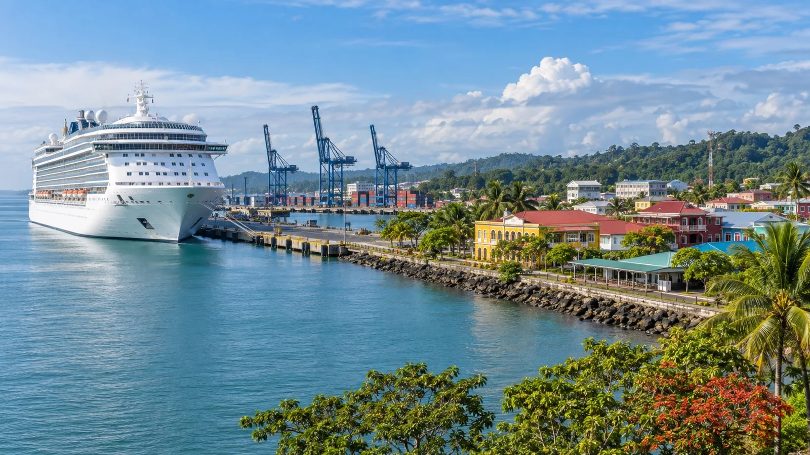 Cruise ship at Puerto Limón beside the Caribbean coast of Costa Rica