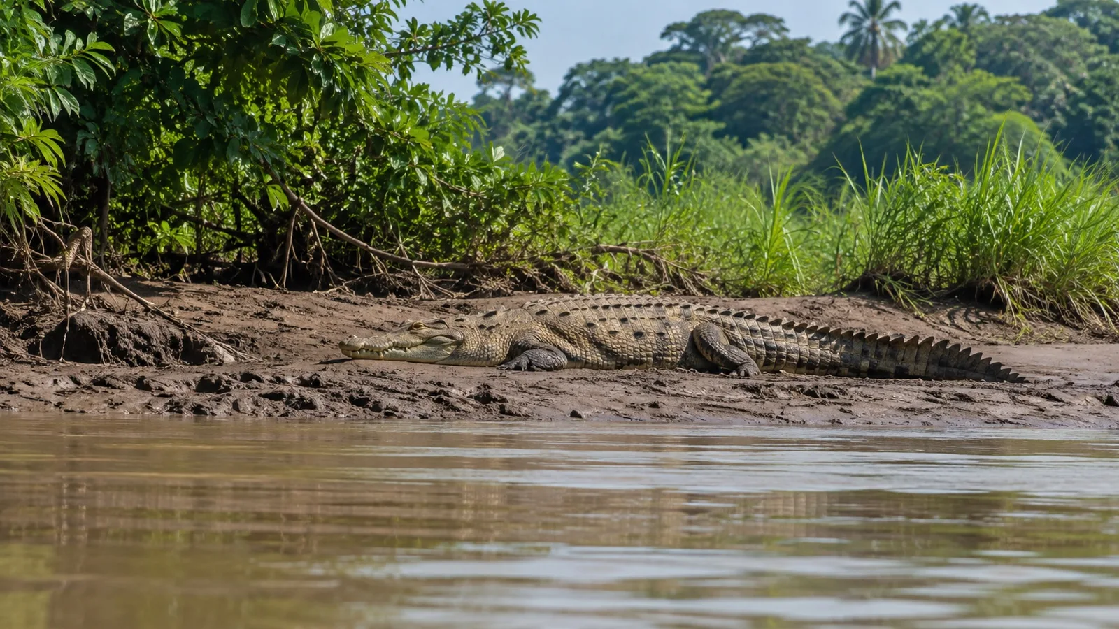 American crocodile on the bank of the Tárcoles River near Carara National Park