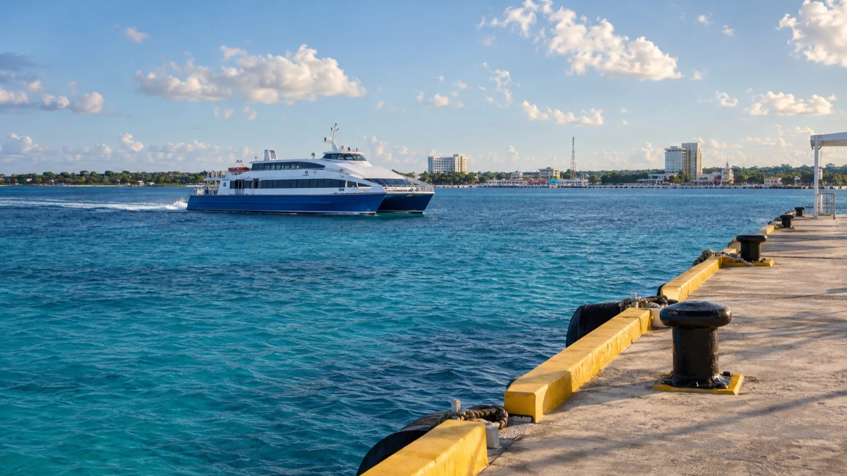 Passenger ferry crossing the water between Cozumel and the mainland