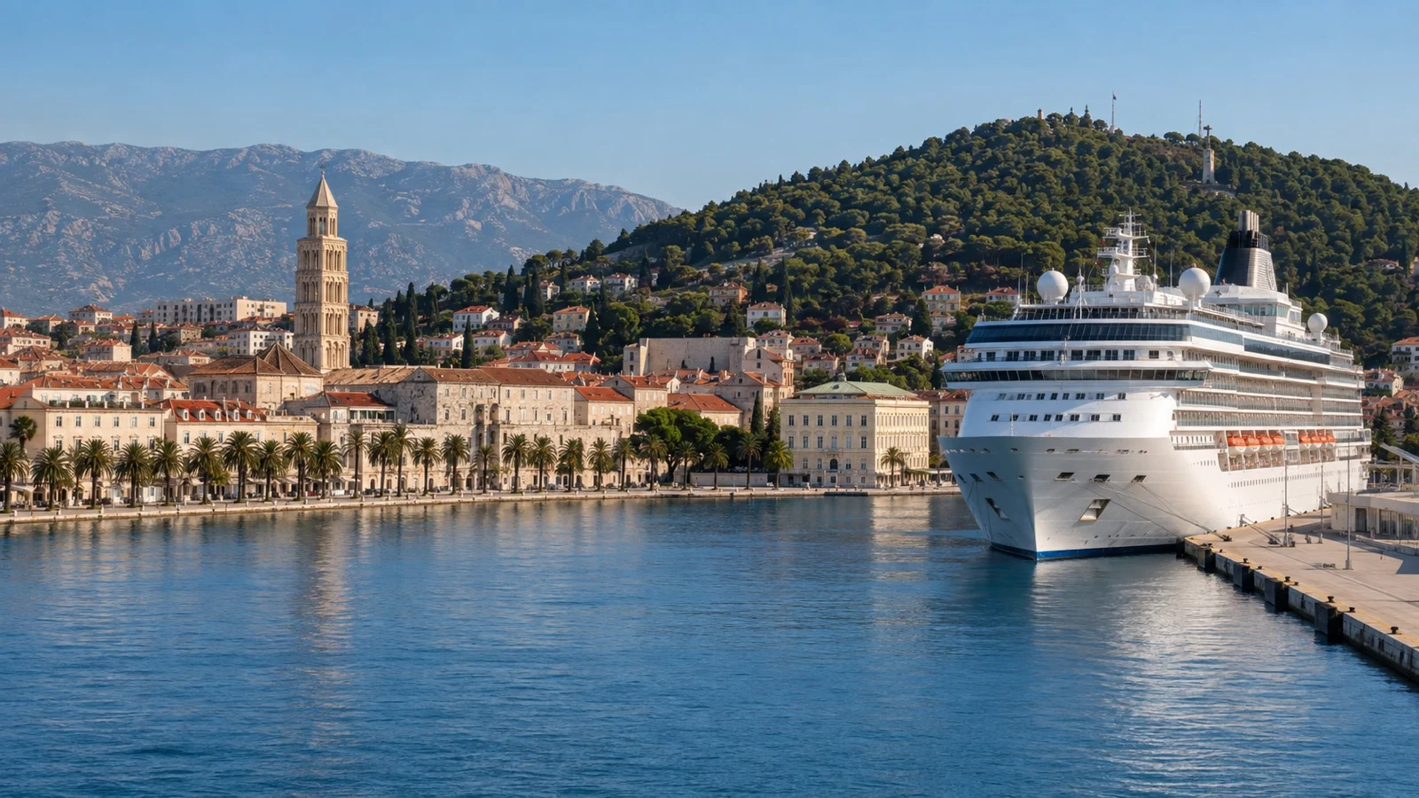 Cruise ship by Split harbor