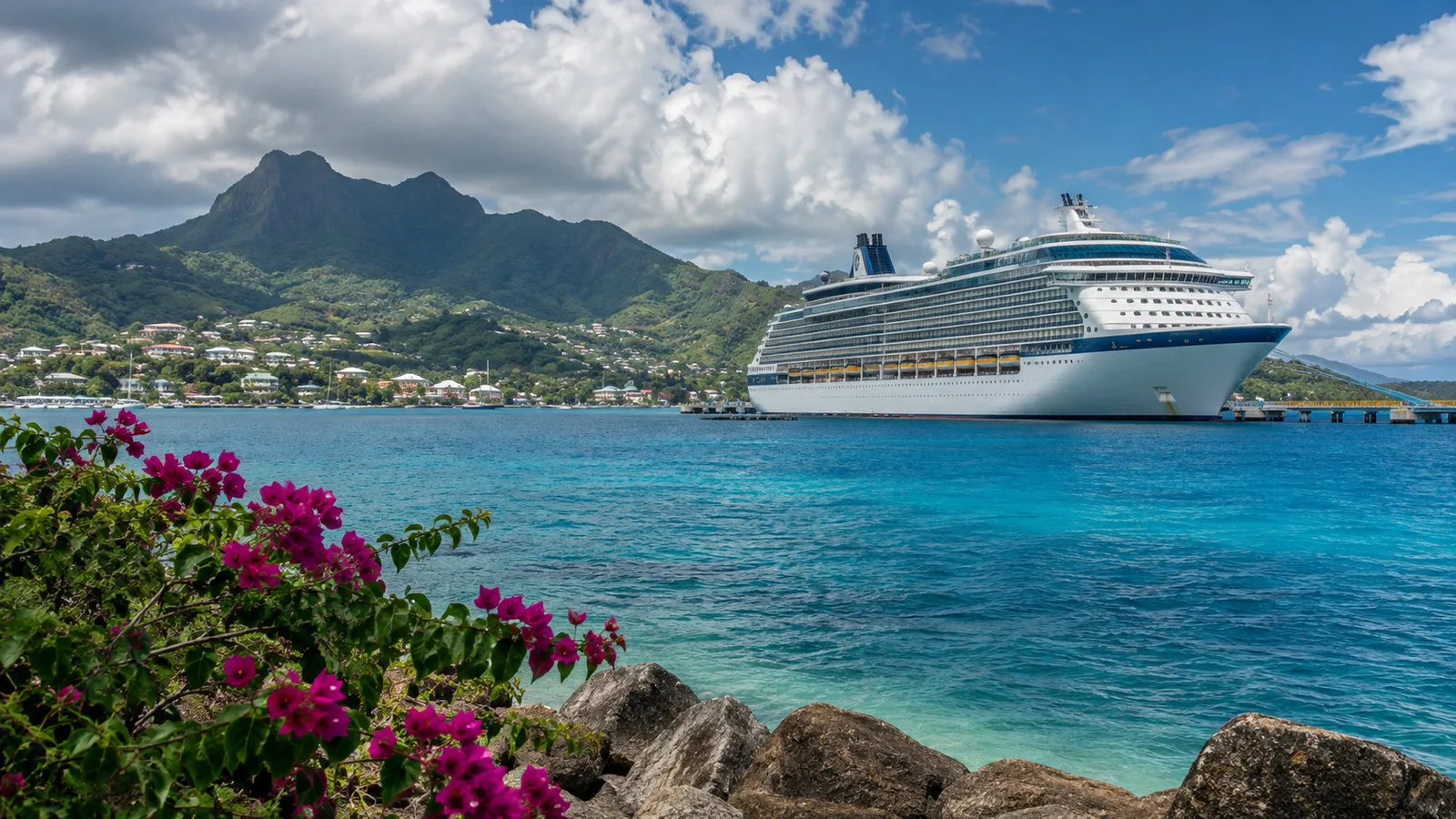 Cruise ship at an alternate Caribbean island after route change