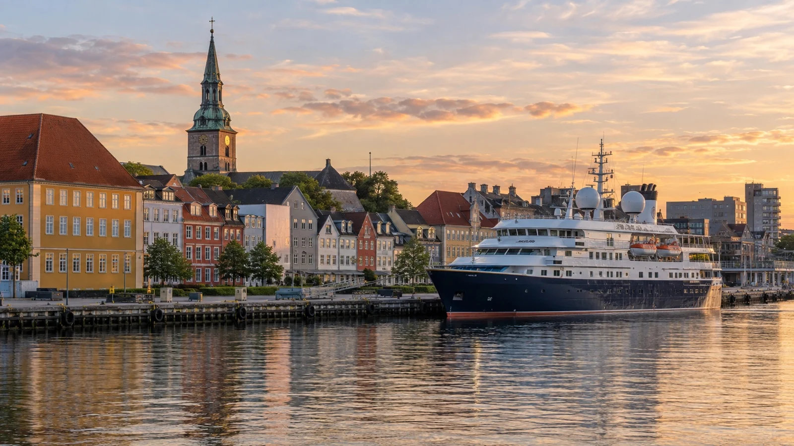 Cruise vessel on Limfjord at Aalborg