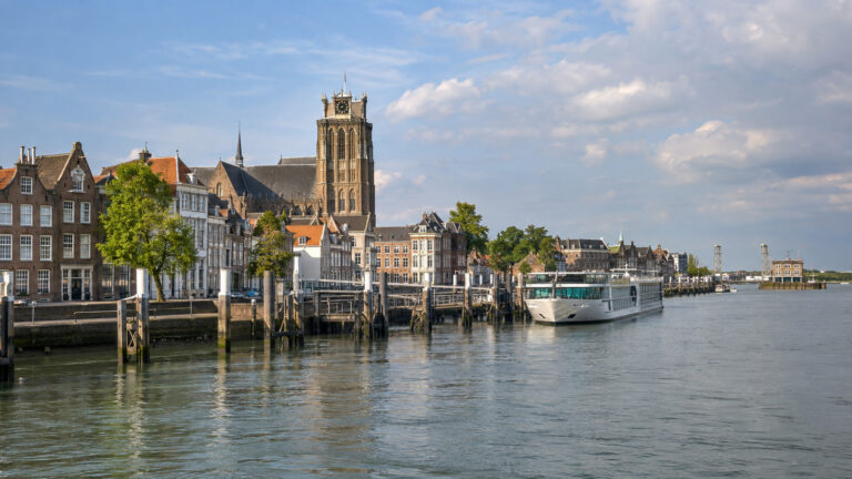 Riverfront and cruise port area at Dordrecht, Netherlands