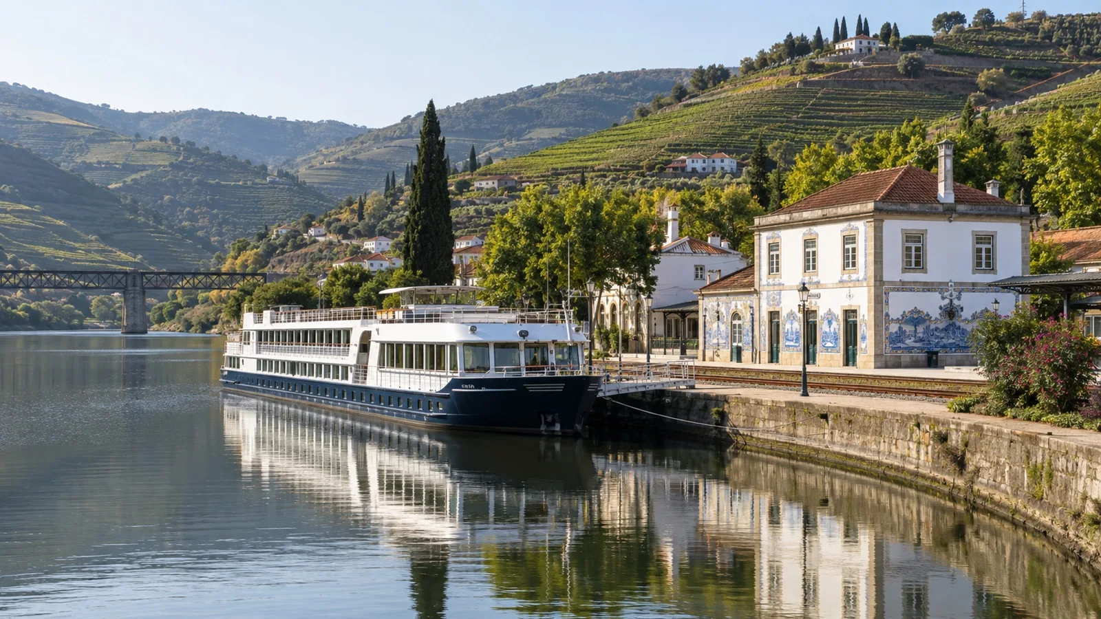 River cruise ship at Pinhão in Douro Valley