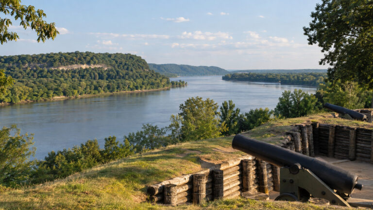 Cumberland River viewed from the Fort Donelson river battery overlook in Dover