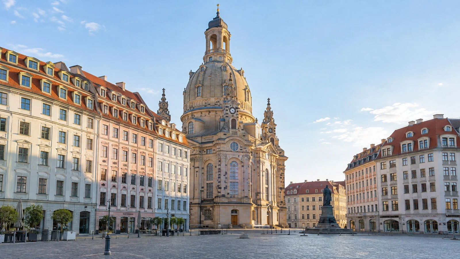 Frauenkirche dome above Dresden's restored old town square