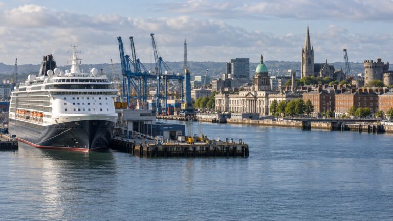 Cruise ship at the working Dublin Port berth