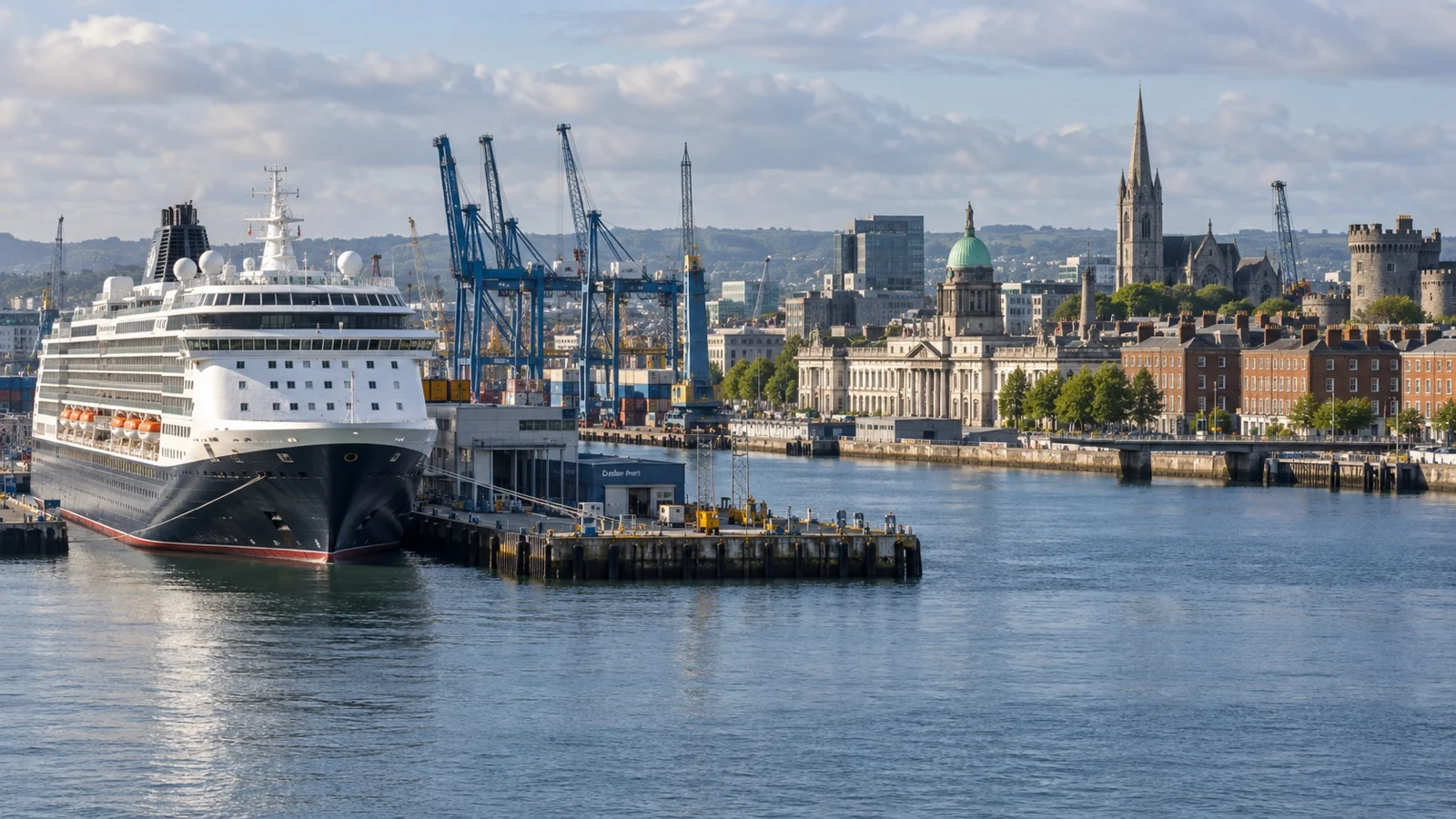 Cruise ship at the working Dublin Port berth