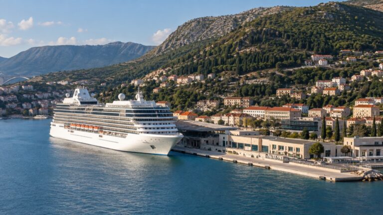 Cruise ship docked at Gruž Port in Dubrovnik