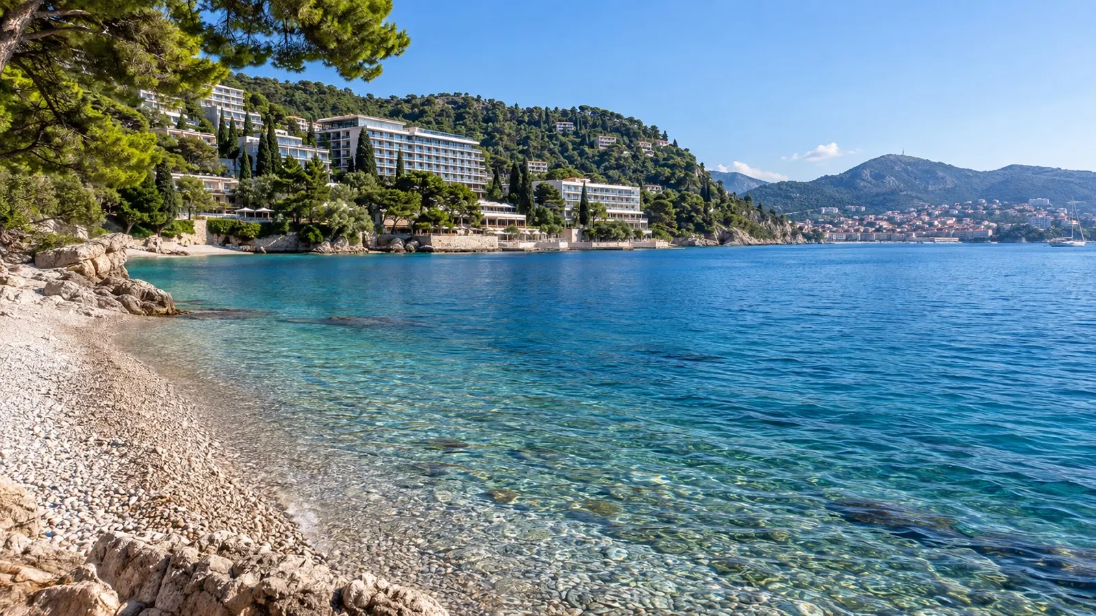 Lapad Bay coastline and hotels in Dubrovnik