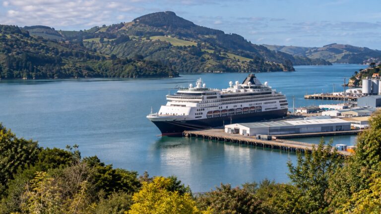 Cruise ship at Port Chalmers on Otago Harbour